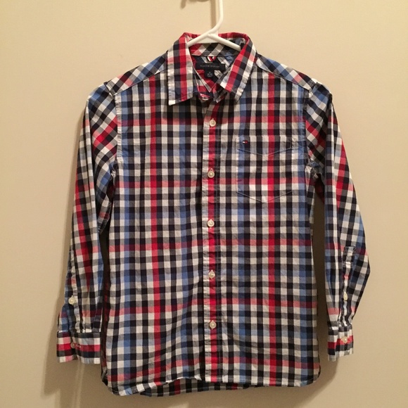 Tommy Hilfiger Boy's Plaid Button-Up Shirt Size M - Picture 1 of 2